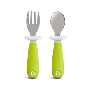 munchkin raise toddler fork & spoon set, green