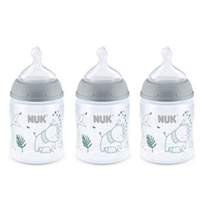 nuk smooth flow anti colic baby bottle, elephant, 5 ounce (3 pack)