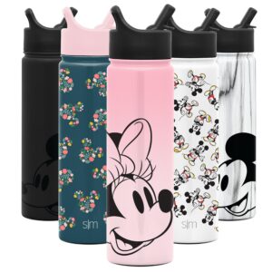 simple modern disney water bottle with straw lid vacuum insulated stainless steel metal thermos | gifts for women men reusable leak proof flask | summit collection | 22oz minnie mouse on blush