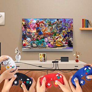 4 Pack Game cube Controller Bundle with 4 Extension Cords and a 4-Port Adapter for S-witch PC Wii U Console