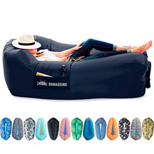 chillbo shwaggins inflatable couch – cool inflatable chair. upgrade your camping accessories. easy setup is perfect for hiking gear, beach chair and music festivals. (royal blue)