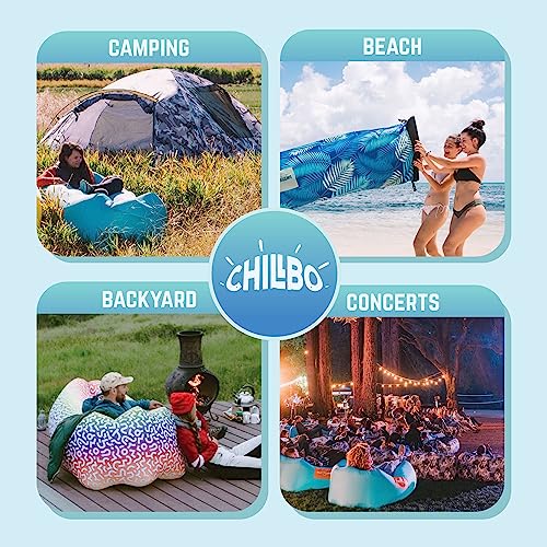 Chillbo Shwaggins Inflatable Couch – Cool Inflatable Chair. Upgrade Your Camping Accessories. Easy Setup is Perfect for Hiking Gear, Beach Chair and Music Festivals. (Cyan + Orange)