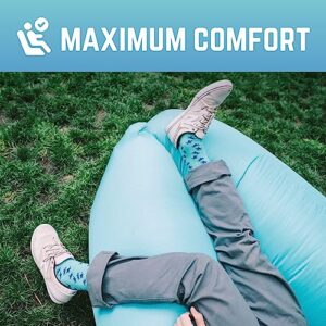 Chillbo Shwaggins Inflatable Couch – Cool Inflatable Chair. Upgrade Your Camping Accessories. Easy Setup is Perfect for Hiking Gear, Beach Chair and Music Festivals. (Cyan + Orange)