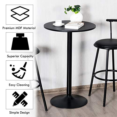 Giantex Pub Bar Table 24-Inch Round Top 40-Inch Height Modern Style Standing Circular Cocktail Table Suitable for Living Room,Restaurant Bistro Table (1)