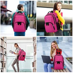 CAFELE 17.3Inch Large Laptop Backpack for Teenager Travel School Work w/USB Charging Port Women,Pink