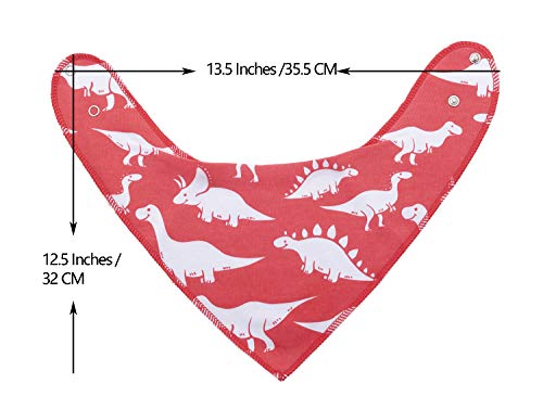 Maiwa 10-Pack Dinosaur Bandana Bibs for Baby Boys for Drooling Feeding and Teething