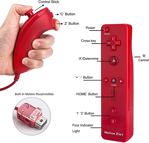 TechKen Wii Controller, Set of 2 Wii Remote with Nunchuck