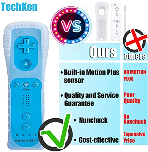 TechKen Wii Controller, Set of 2 Wii Remote with Nunchuck