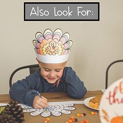 Tiny Expressions - Fall Thanksgiving Placemats for Kids (Pack of 12 Turkey Placemats) | Coloring Activity Paper Table Mats for Children to Write Thankful List | Disposable Bulk Bundle Set