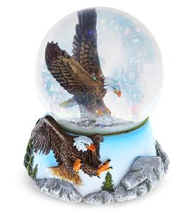 cota global eagle snow globe - sparkly water globe figurine with sparkling glitter, collectible novelty ornament for home decor, for birthdays, christmas, and valentine's day - 65mm