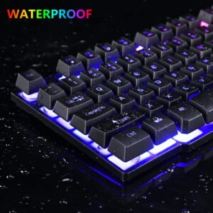 RGB Gaming Keyboard and Colorful Mouse Combo,USB Wired LED Backlight Gaming Mouse and Keyboard for Laptop PC Computer Gaming and Work,Letter Glow,Mechanical Feeling