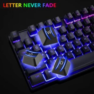 RGB Gaming Keyboard and Colorful Mouse Combo,USB Wired LED Backlight Gaming Mouse and Keyboard for Laptop PC Computer Gaming and Work,Letter Glow,Mechanical Feeling