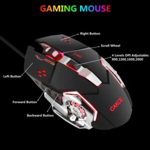 RGB Gaming Keyboard and Colorful Mouse Combo,USB Wired LED Backlight Gaming Mouse and Keyboard for Laptop PC Computer Gaming and Work,Letter Glow,Mechanical Feeling