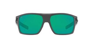 costa del mar men's diego polarized rectangular sunglasses, matte grey/green mirrored polarized-580g, 62 mm