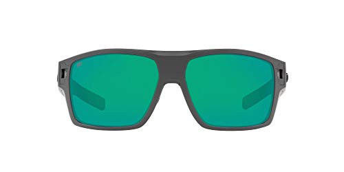 Costa Del Mar Men's Diego Polarized Rectangular Sunglasses, Matte Grey/Green Mirrored Polarized-580G, 62 mm