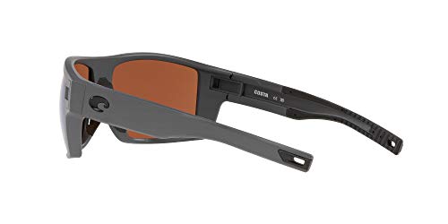 Costa Del Mar Men's Diego Polarized Rectangular Sunglasses, Matte Grey/Green Mirrored Polarized-580G, 62 mm