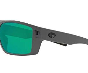 Costa Del Mar Men's Diego Polarized Rectangular Sunglasses, Matte Grey/Green Mirrored Polarized-580G, 62 mm