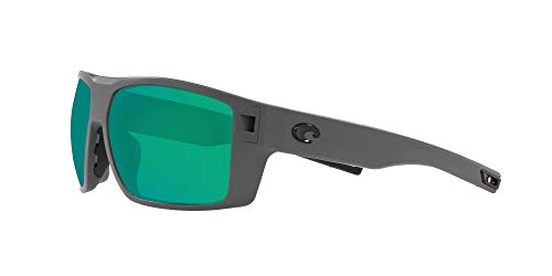 Costa Del Mar Men's Diego Polarized Rectangular Sunglasses, Matte Grey/Green Mirrored Polarized-580G, 62 mm