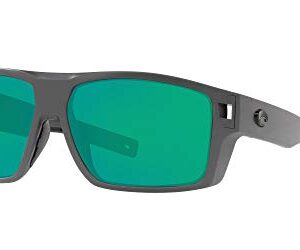 Costa Del Mar Men's Diego Polarized Rectangular Sunglasses, Matte Grey/Green Mirrored Polarized-580G, 62 mm