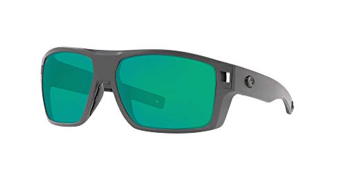 Costa Del Mar Men's Diego Polarized Rectangular Sunglasses, Matte Grey/Green Mirrored Polarized-580G, 62 mm