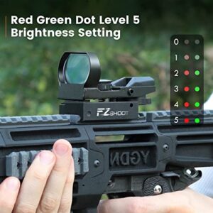 EZshoot Red Green Dot Gun Sight Scope Reflex Sight, 4 Adjustable Reticles Holographic Optic Black with 20mm Rail Mount