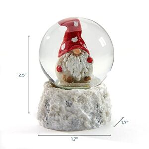 Gnome Winter White 2.5 inch Glass and Resin Stone Holiday Water Snow Globe