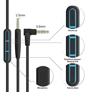 Earla Tec Replacement Audio Cable Cord Extension Wire for Bose QuietComfort QC25 QC35 Headphones with in line Mic Volume Control (Black)