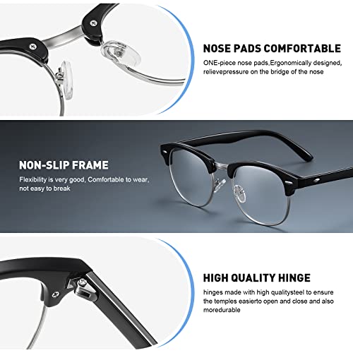 AOMASTE Blue Light Blocking Glasses Vintage Half Frame UV Clear Lens Anti Eyestrain Computer Gaming Glasses for Women Men