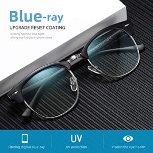 AOMASTE Blue Light Blocking Glasses Vintage Half Frame UV Clear Lens Anti Eyestrain Computer Gaming Glasses for Women Men