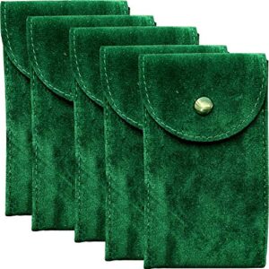 green velvet watch pouch w/insert and premium microfiber cloth 5-pack