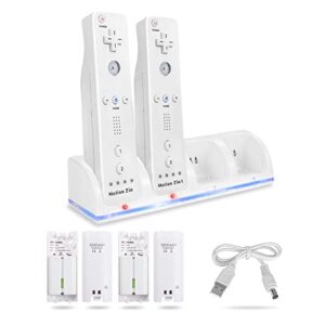 4-in-1 charging station for wii&wii u remote controller with 4 rechargeable battery packs (4 port charging station+4 pcs 2800mah replacement batteries+usb cable),remote not included