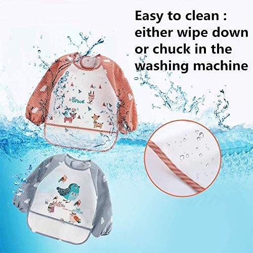 HaimoBurg 3 Pack Infant Toddler Baby Waterproof Sleeved Bib Art Smock Apron 1 - 4 Years