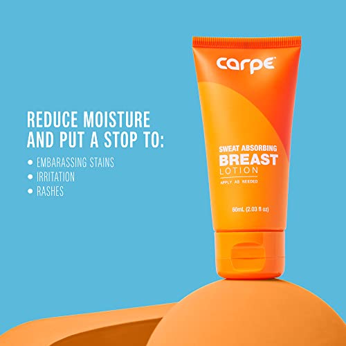 Carpe No-Sweat Breast (Pack of 2) - Helps Keep Your Breasts and Skin Folds Dry - Sweat Absorbing Lotion - Helps Control Under Breast Sweat - Great For Chafing and Stain Prevention