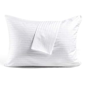 faunna hidden zippered pillow protectors cover queen size set of 2 - soft quiet sateen 100% long-staple cotton cases -comfortable and cozy white bed pillow cover