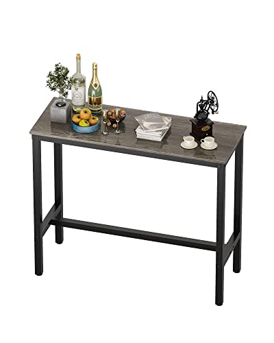 Teraves Bar Table with Solid Metal Frame,Counter Height Table Kitchen Bar Table for Dining Room,Living Room (47.24", Black Oak)