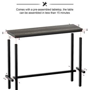 Teraves Bar Table with Solid Metal Frame,Counter Height Table Kitchen Bar Table for Dining Room,Living Room (47.24", Black Oak)