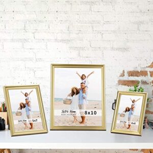 LaVie Home 8x10 Picture Frames(3 Pack, Gold) Wall or Tabletop Display, Graceful Beveled Detail Design Photo Frames with High Definition Glass, Perfect for Home Decor, Set of 3 Basic Collection