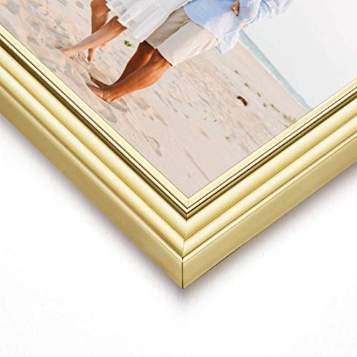 LaVie Home 8x10 Picture Frames(3 Pack, Gold) Wall or Tabletop Display, Graceful Beveled Detail Design Photo Frames with High Definition Glass, Perfect for Home Decor, Set of 3 Basic Collection