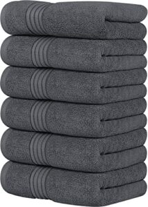 utopia towels 6 piece premium hand towels set, (16 x 28 inches) 100% ring spun cotton, lightweight and highly absorbent towels for bathroom, travel, camp, hotel, and spa (grey)