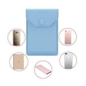 YUNCE Self Adhesive Cell Phone Leather Wallet, Stick On Card Holder fits Most Cell Phones & Cases, Credit Card Holder Pocket Wallet for Men Women - RFID Blocking Sleeve Covers [Light Blue]