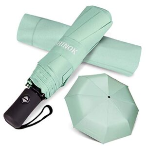 shinok travel umbrella compact folding sun umbrellas lighweight auto open close for women parasol mint green