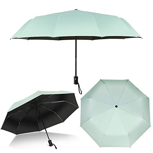 Shinok Travel Umbrella Compact Folding Sun Umbrellas Lighweight Auto Open Close for Women Parasol Mint Green