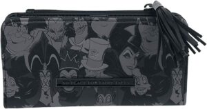 loungefly disney villains debossed all around faux leather zip wallet (one size, multi)