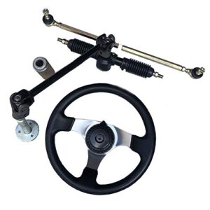 niome go-kart steering wheel kit, 300mm steering wheel 320mm gear rack pinion adjustable shaft set,assembly replacement for go kart go cart atv utv 110cc 125cc 140cc 150cc