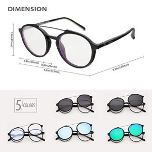Bauhaus Magnetic Sunglasses Clip on for Men & Women UV400 Polarized Retro Round Anti-glare Clear Eyeglasses