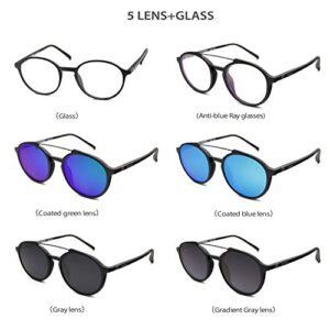 Bauhaus Magnetic Sunglasses Clip on for Men & Women UV400 Polarized Retro Round Anti-glare Clear Eyeglasses