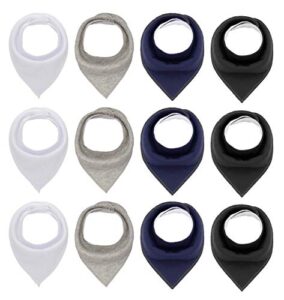 maiwa black white cotton bandana snap drool bibs for baby girls boys for drooling eating teething for 12 pack