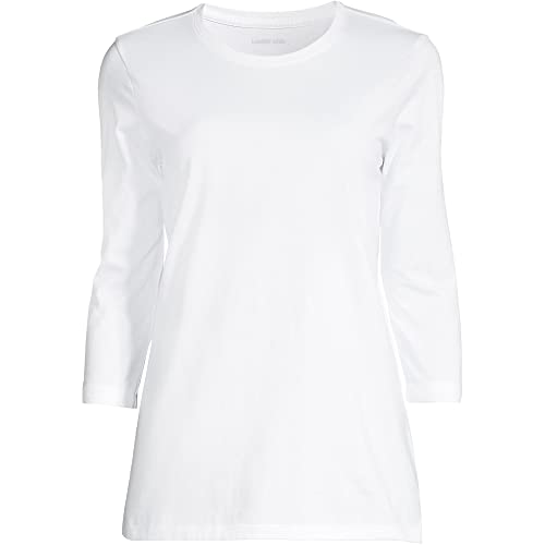 Lands' End Womens 3Q Cotton Supima Crew Neck Tunic White Plus 2x