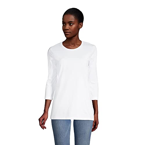 Lands' End Womens 3Q Cotton Supima Crew Neck Tunic White Plus 2x