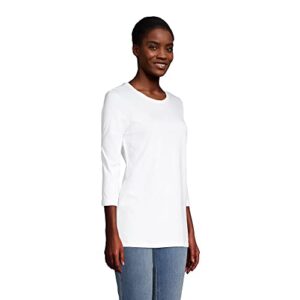 Lands' End Womens 3Q Cotton Supima Crew Neck Tunic White Plus 2x